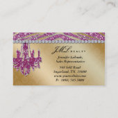 不動産仲介業者の名刺のシマウマのグリッターのシャンデリア 名刺 (裏面)