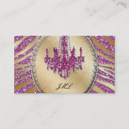 不動産仲介業者の名刺のシマウマのグリッターのシャンデリア 名刺 (正面)