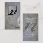 不動産仲介業者の名刺の灰色の青石のモノグラム 名刺 (正面/裏面)