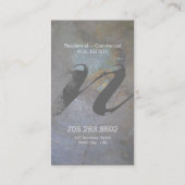 不動産仲介業者の名刺の灰色の青石のモノグラム 名刺 (裏面)