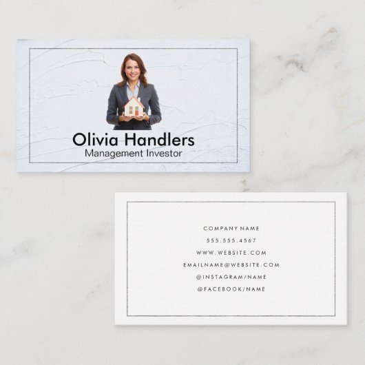 不動産仲介業者の持ち家支柱 | ビジネスウーマン 名刺 (正面/裏面)