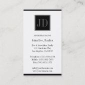 不動産仲介業者の白く黒いですか銀製の正方形のモノグラムのプラク 名刺 (裏面)