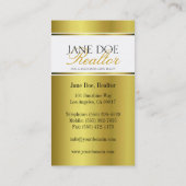 不動産仲介業者の金ゴールドの金属原稿 名刺 (裏面)