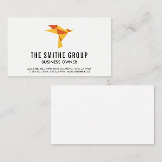不動産仲介業者アイコン折り紙バードアイコン 名刺 (正面/裏面)