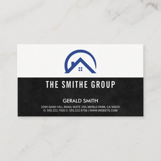 不動産仲介業者アイコン |黒いテクスチャ 名刺 (正面)
