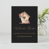 不動産仲介業者ウェルカムパーソナライズされたホームの黒い色 シーズンカード (スタンド正面)