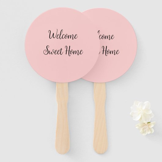 不動産仲介業者ウェルカムホーム引っ越し祝いパーティー名前の追加te ハンドファン (正面&裏面)
