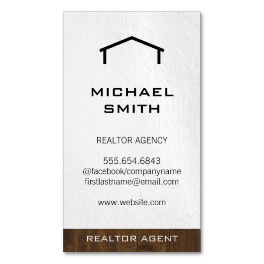 不動産仲介業者ウッドトリム マグネット名刺 (正面縦)