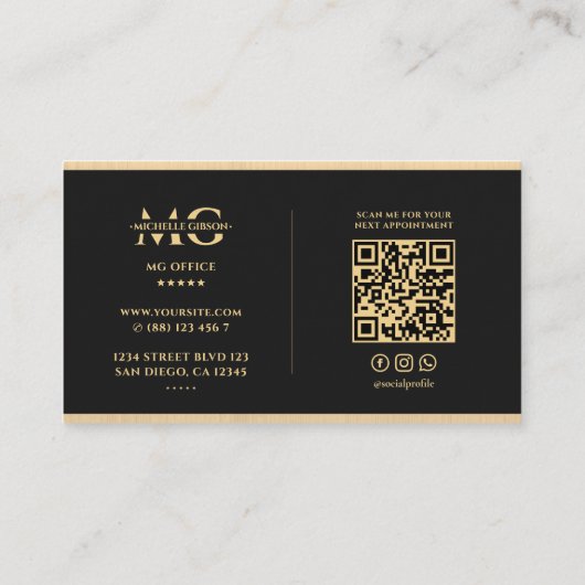 不動産仲介業者エレガントブラックフェイク金ゴールド住宅モーゲージブローカー 名刺 (裏面)
