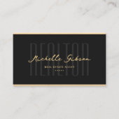 不動産仲介業者エレガントブラックフェイク金ゴールド住宅モーゲージブローカー 名刺 (正面)