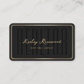 不動産仲介業者エレガントブラック金ゴールドフレーム 名刺 (正面)