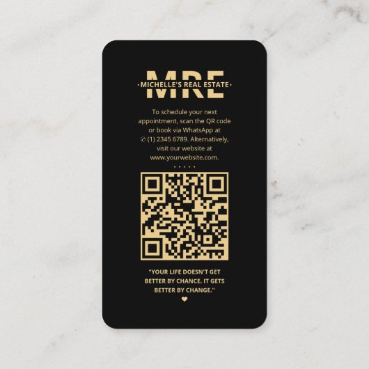 不動産仲介業者エレガントIG黒モダン実在不動産業者 名刺 (裏面)