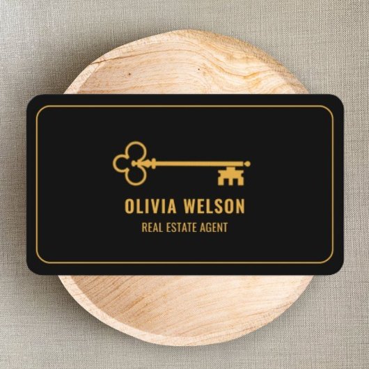 不動産仲介業者エージェエレガントント金ゴールドとブラックプロフェッショナル 名刺