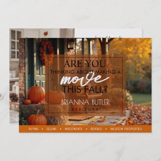 不動産仲介業者エージェント実在秋エステート農業はがき シーズンカード (正面/裏面)