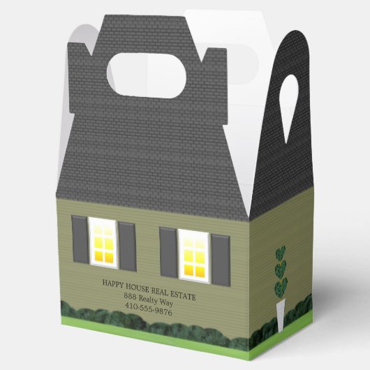 不動産仲介業者オープンハウス木製サイングレーハウスギフトボックス フェイバーボックス (オープン)