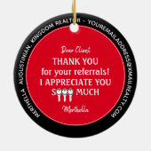 不動産仲介業者カスタムクライアントありがとうクリスマスメタルまたは セラミックオーナメント (裏面)