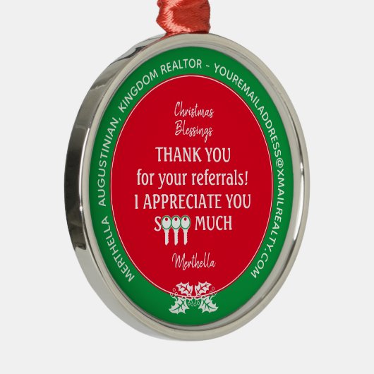 不動産仲介業者カスタムクライアントありがとうクリスマス メタルオーナメント (右)