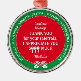 不動産仲介業者カスタムクライアントありがとうクリスマス メタルオーナメント