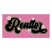 不動産仲介業者ガールスタイリッシュグリッターフローラ光沢ポスター ポスター (正面)