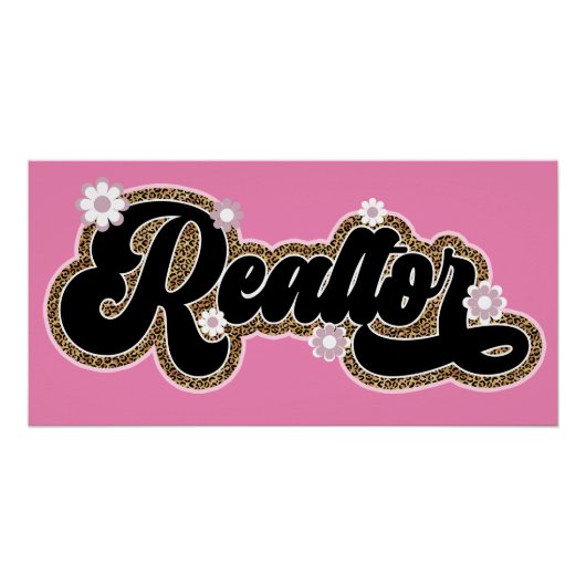 不動産仲介業者ガールスタイリッシュグリッターフローラ光沢ポスター ポスター (正面)