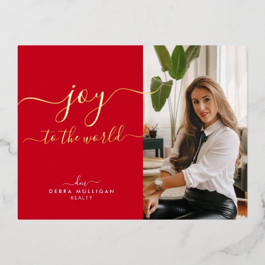 不動産仲介業者クリスマスホリデーズハガキ – ゴールドフォイル 箔シーズンポストカード (正面)