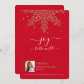 不動産仲介業者クリスマスポストカード – 世界への喜び シーズンカード (正面/裏面)