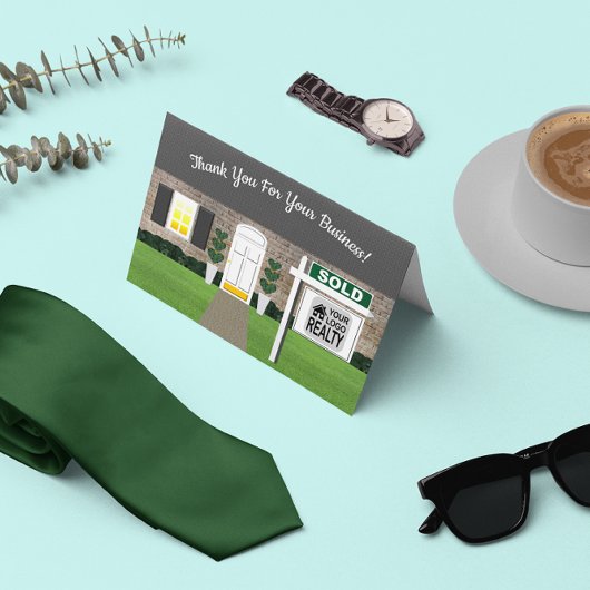 不動産仲介業者グレーブリックハウスセールドサインサンキューカード サンキューカード