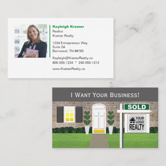 不動産仲介業者グレーブリックハウスセールドサイン 名刺 (正面/裏面)