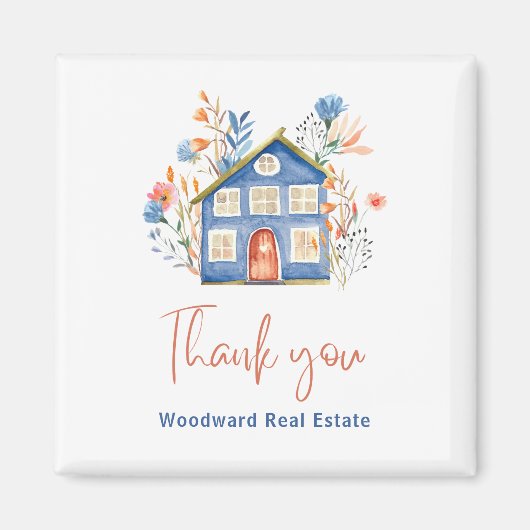 不動産仲介業者サンキューマーケティングブランドロイヤリティかわいい マグネット (正面)