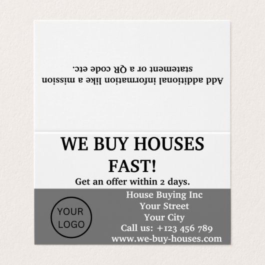 不動産仲介業者シンプルグレイホワイト私たちホー買ズ折畳み 名刺 (外部フラット)