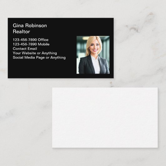 不動産仲介業者シンプルフォト名刺の新規作成 名刺 (正面/裏面)