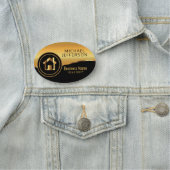 不動産仲介業者スタイル – 黒と金ゴールド 名札 (インサイチュ)