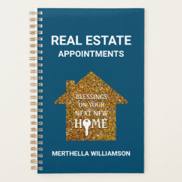 不動産仲介業者ティール（緑がかった色）実在グリッター不動産アポイントメント プランナー手帳