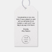 不動産仲介業者ニューホームオフィッシュ引っ越し祝いパーティー ギフトタグ (裏面)