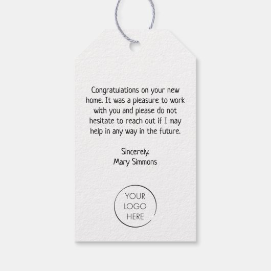 不動産仲介業者ニューホームオフィッシュ引っ越し祝いパーティー ギフトタグ (裏面)