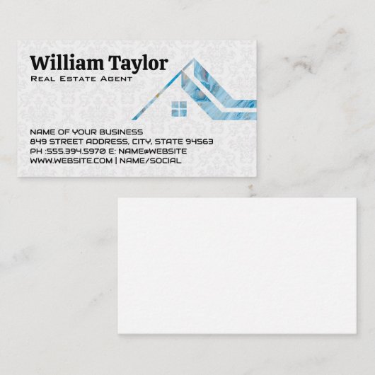 不動産仲介業者ハウスルーフロゴ |ダマスク 名刺 (正面/裏面)