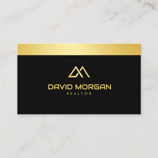 不動産仲介業者ハウスロゴブラックアンド金ゴールド 名刺 (正面)