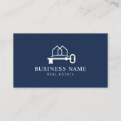 不動産仲介業者ハウス&鍵ロゴネイビーブルー実在エテート 名刺 (正面)