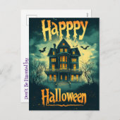 不動産仲介業者ハロウィン幽霊のよく出るハウス広告ズ シーズンポストカード (正面/裏面)