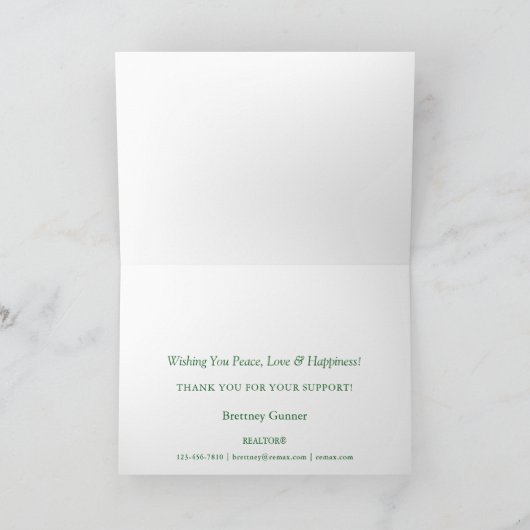 不動産仲介業者パーソナライズされたクリスマスカード水カラーカー サンキューカード (内部)