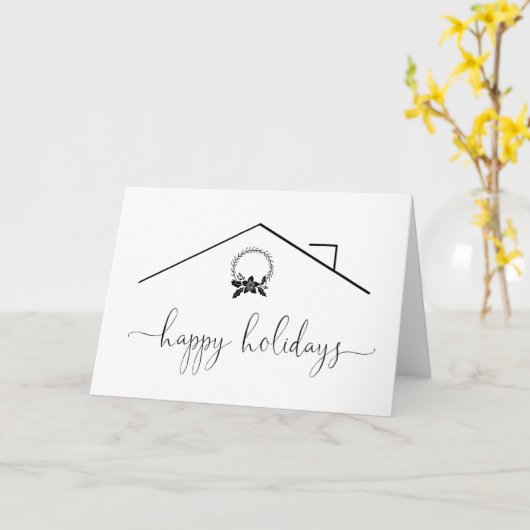 不動産仲介業者パーソナライズされたハッピーホリデーズクリスマスカード カード (黄色い花)