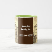 不動産仲介業者ビジネスプロモーションセピアスケッチホーム ツートーンマグカップ (中央)