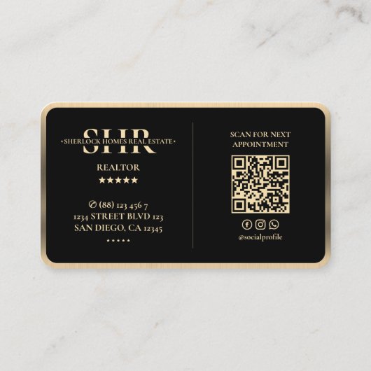 不動産仲介業者フェイククラウン金ゴールド鍵トリムモーゲージモダン 名刺 (裏面)