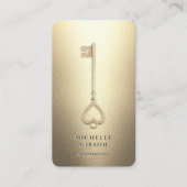 不動産仲介業者フェイク金ゴールド鍵エレガントモノグラム 名刺 (正面)