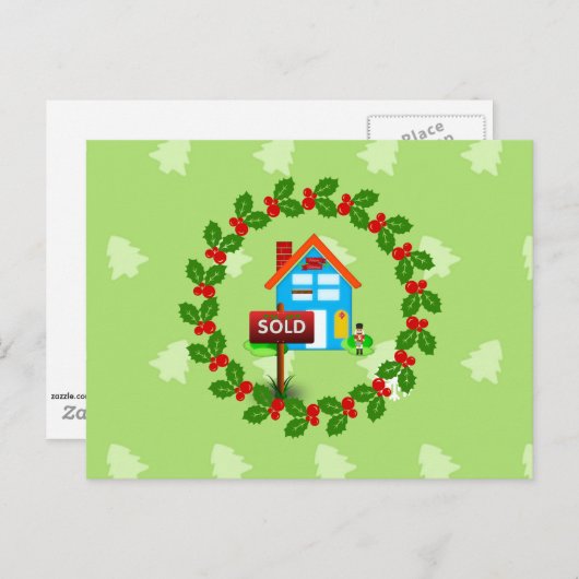 不動産仲介業者フェスティバルクリスマスデザイン ポストカード (正面/裏面)