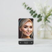 不動産仲介業者フォトEHOロゴブラックシルバーモダン 名刺 (スタンド正面)