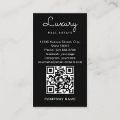 不動産仲介業者フルフォトモダンロミニマルゴQRコード 名刺 (裏面)