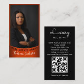 不動産仲介業者フルフォトモダンロミニマルゴQRコード 名刺 (正面/裏面)