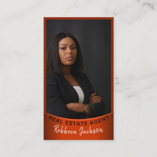 不動産仲介業者フルフォトモダンロミニマルゴQRコード 名刺 (正面)