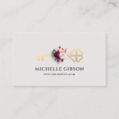 不動産仲介業者フローラ金ゴールドモーゲージブローカーライトグレー 名刺 (正面)